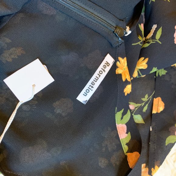 Reformation Pink and Black Ruffled Wrap Maxi Dress - Picture 11 of 11